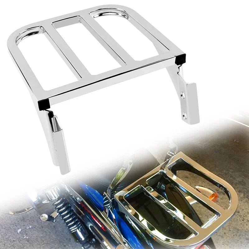 Motorcycle Backrest Luggage Rack Rear Carrier Chrome For Harley Sportster XL 04-17 Dyna 06-17 Softail 84-05 FLST FLSTC 06-17