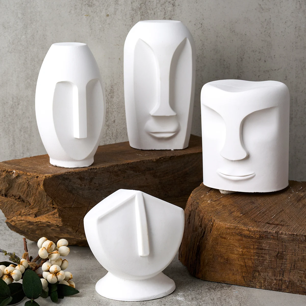 3D Face Silicone Candle Mold DIY Nordic Human Face Column Desktop Ornaments Making Plaster Resin Craft Casting Molds Home Decor