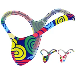 Sexy Man Colorful Print Thongs Bulge Pouch Briefs Briefs Lingerie Underpants Panties G-String Thongs Underwear For Men