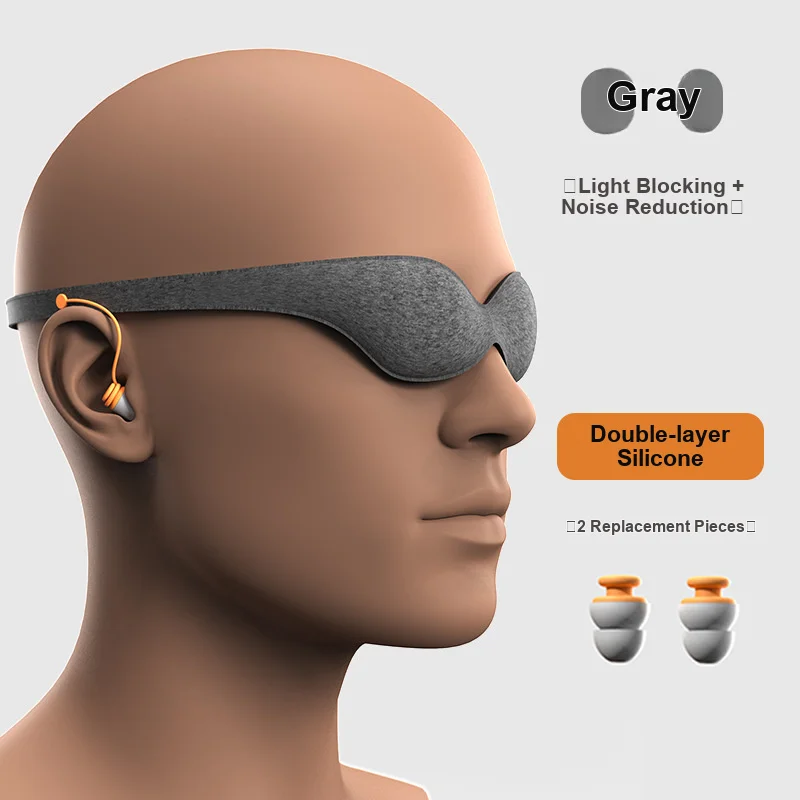3D Sleep Eye Mask Protective Integrated Earmuffs Zero Pressure Noise Reduction Sound Insulation Earplugs for Sleeping
