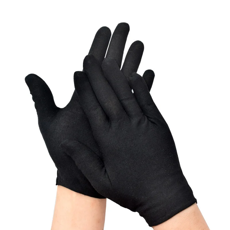 guantes guantes negros Guantes de trabajo de algodón para hombre y mujer, manoplas de trabajo de 100% de inspección, color negro, para camareros, conductores, joyería, 6/4 pares