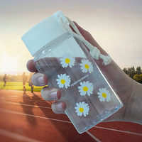 500ml Plastic Transparent Water Bottle BPA Free Portable Outdoor Sports Cup Mug Student with Portable Lifting Rope Kettle
