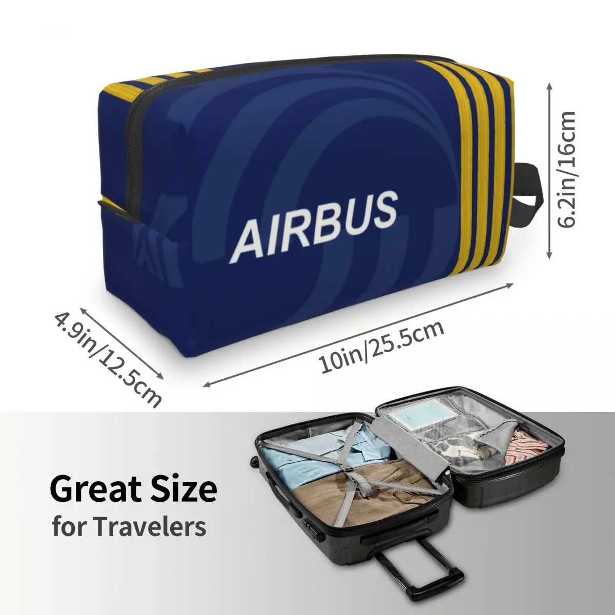 Cute Airbus Fighter Pilot Travel Toiletry Bag for Women Aviation Airplane Cosmetic Makeup Bag Beauty Storage Dopp Kit