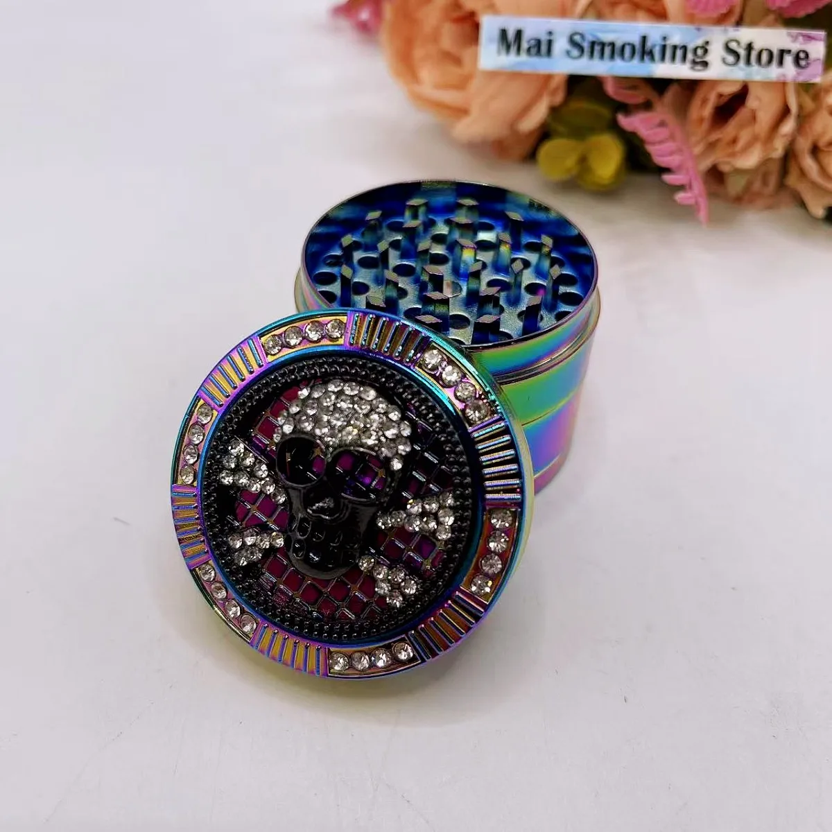 2inch Skull Herb Grinder 4-Layers Manual  Spice Pepper Mortar Metal Tobacco Mill  Grass Grinder Cigarette Smoking Accessories