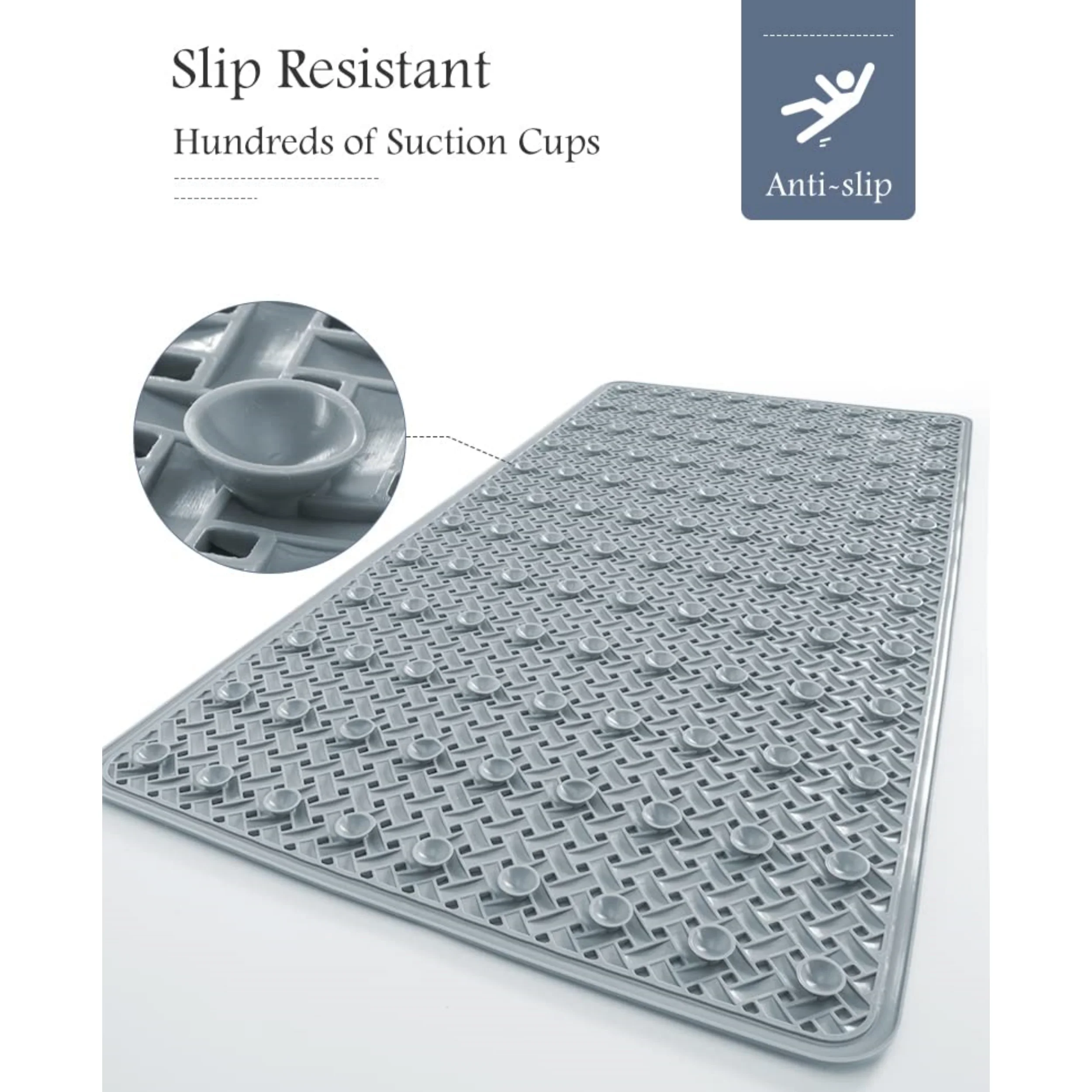 Non-slip Bath Mat with Suction Cup and Drain Hole, Soft Machine-washable Shower Mat Non-slip Bath Mat Suitable for Children\'s