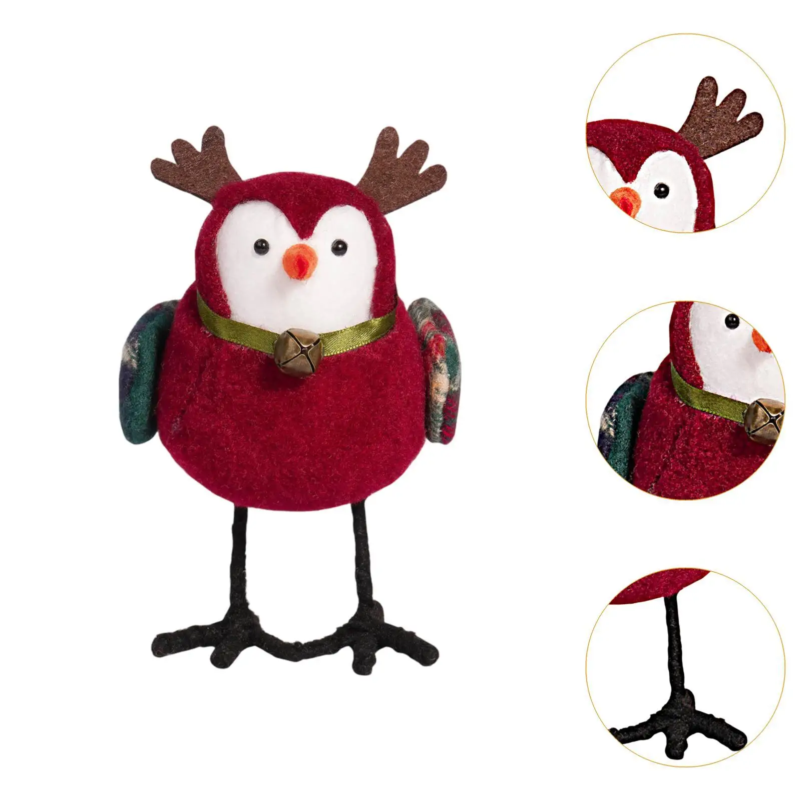 ตกแต่งตารางคริสต์มาสนกเครื่องประดับคริสต์มาส Tabletop Decor ประดิษฐ์ตุ๊กตานกสําหรับชั้นวางเทศกาลห้องนอน Desktop Decor