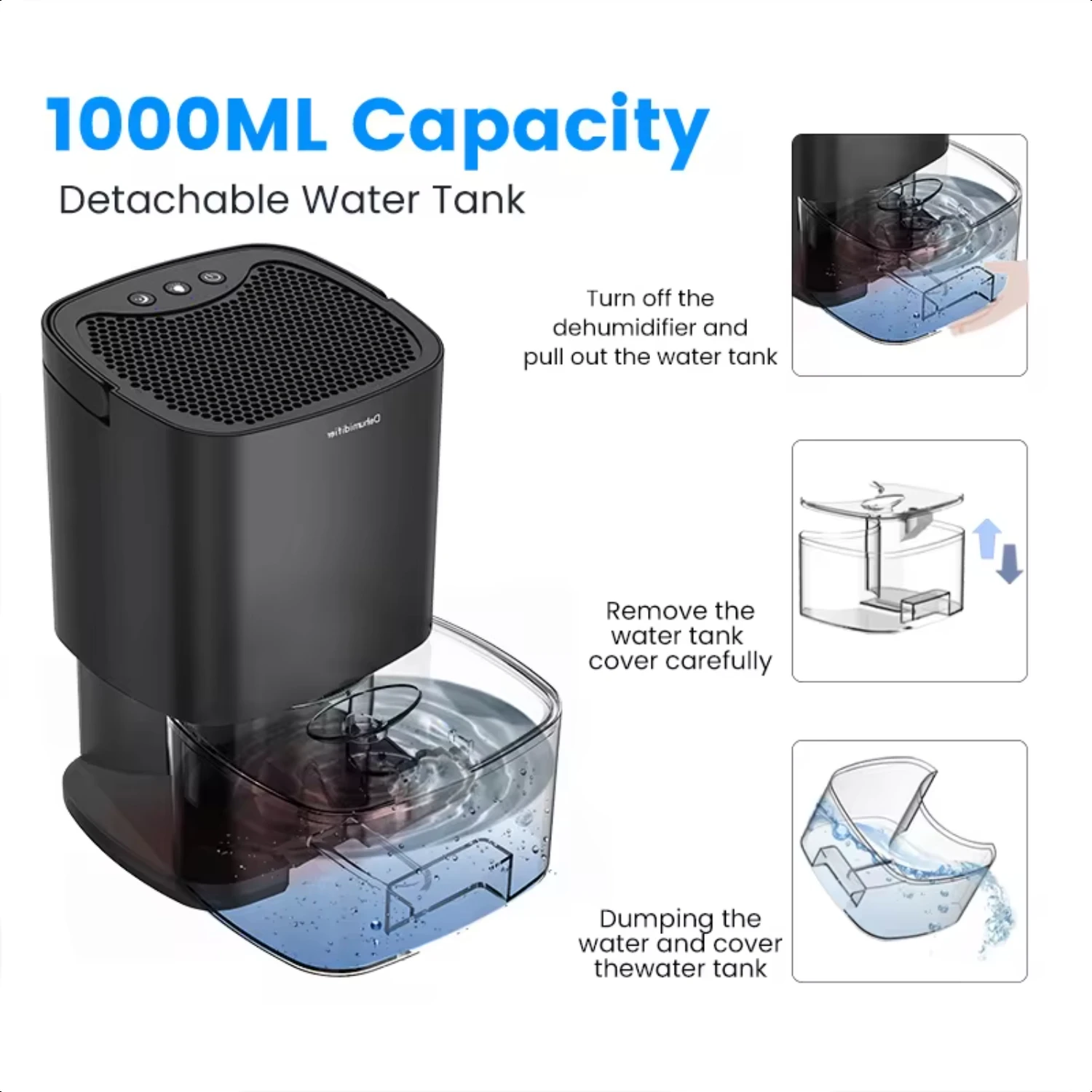 110V  Portable Air Dehumidifier with  Air Filter   Room Office Moisture Absorbers Machine Anti Humidity Air Dryer