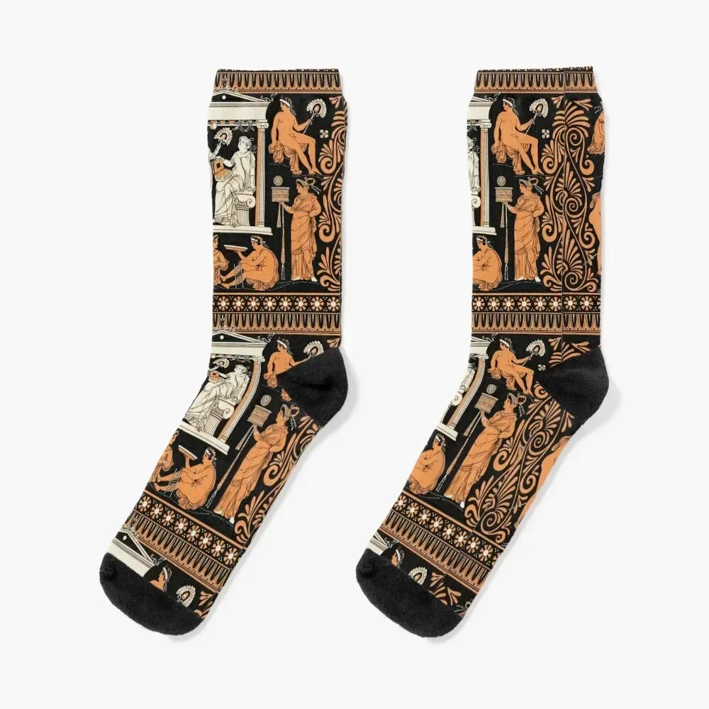 

Greek vase print Socks Stockings floral Men Socks Women's