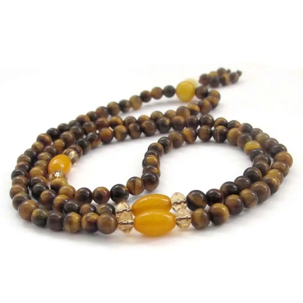 8mm Tiger's Eye Bracelet Health Link Chain Wrap Peace Gift Beaded Bangle 108 Beads Mala Energy Prayer