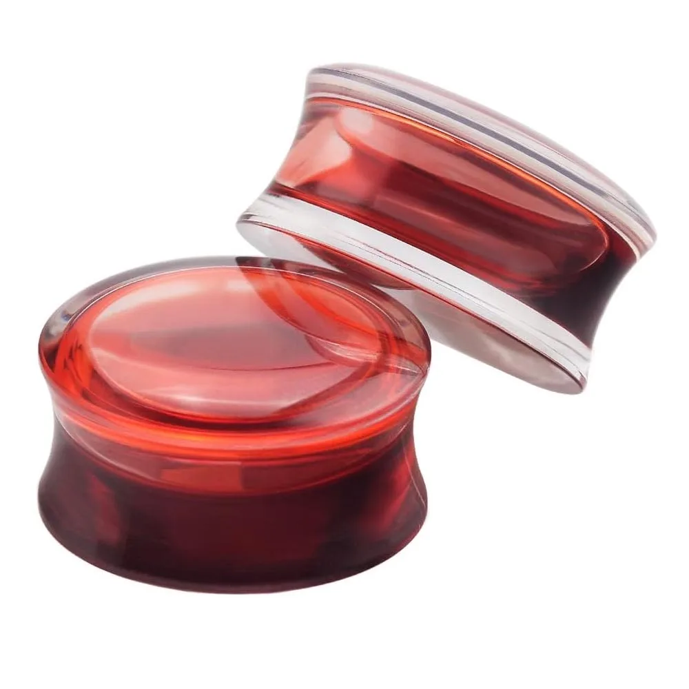 2 Stück Acryl-Ohrtunnel in Rot mit Flüssigblut-Effekt, Doppelflare-Ohrstretcher, Plugs, Expander, Gauge 2g-13/16” – Detail 5