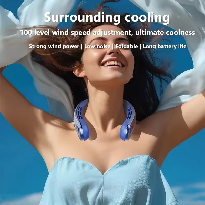Xiaomi 8000mAh USB Hanging Neck Fan Portable Bladeless Mini Rechargeable Mute LED Digital Display Handheld Electric Air Cooler - Image 3
