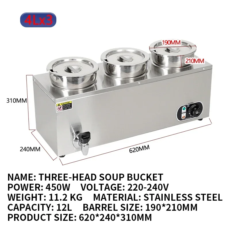 Set Penyajian Prasmanan Penghangat Makanan Listrik Multi-ukuran Mesin Ketel Sup Uap Meja untuk Penggunaan Dapur Komersial di Rumah