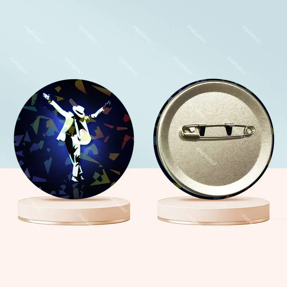 Super Star M-MiChAel J-JaCkson Round Badge Lapel Pins for Backpacks Briefcase Laser Brooch Clothes Gifts view 6