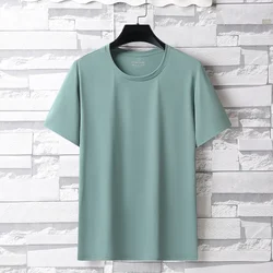 Summer New Ice Silk Men's High Elastic Sports Casual T-shirt Cool Breathable Sweat-absorbing Quick Drying Outdoor Sports Top