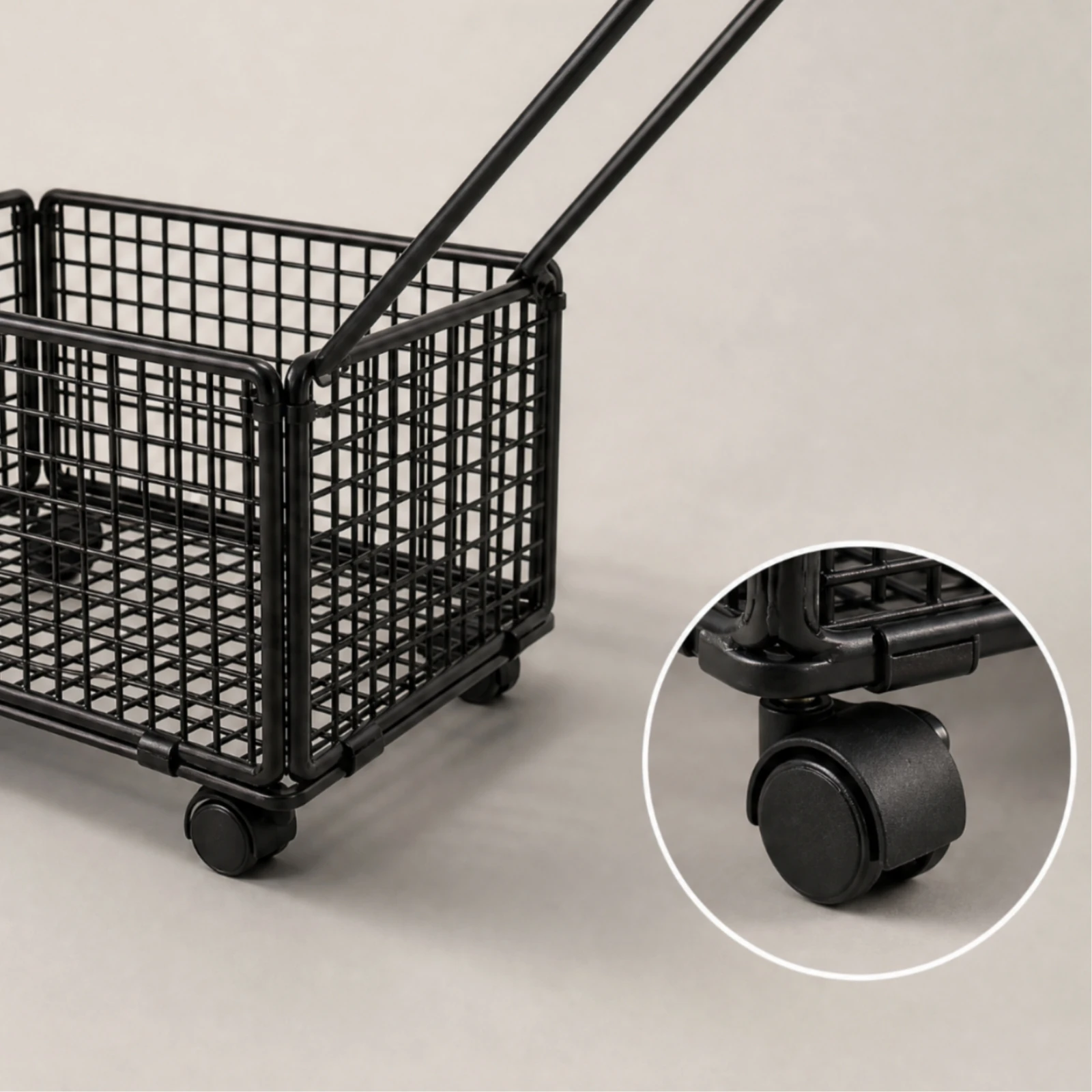 Grocery Cart Assembled Grid Rolling Basket with Swivel Casters Portable Grocery Shopping Cart Heavy Duty