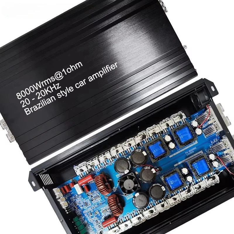 Car Amplifier 8000Wrms Full Range Big Power One Channel Power Amplifier Equipped with Wired Remote for Car Audio