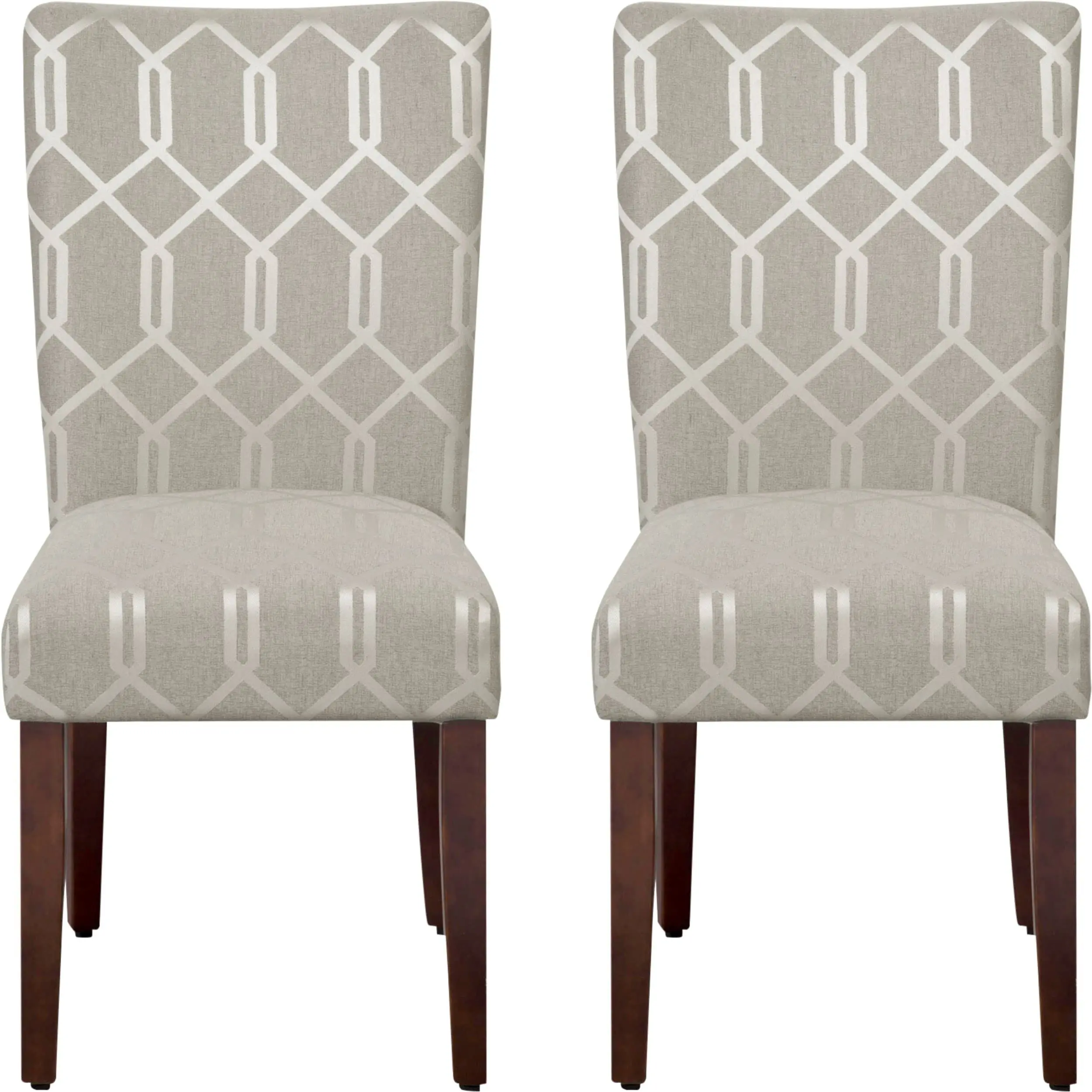 

Parsons Upholstered Dining Chair Set Of 2 Pewter Grey Lattice Cream