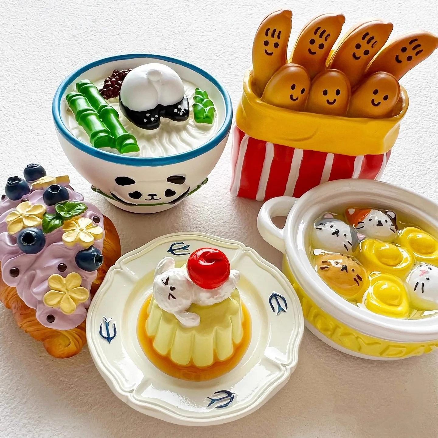 Banana Bread, Blueberry Pudding Handmade Painted 3D Fridge Magnets Tourism Souvenirs Refrigerator Magnetic Stickers