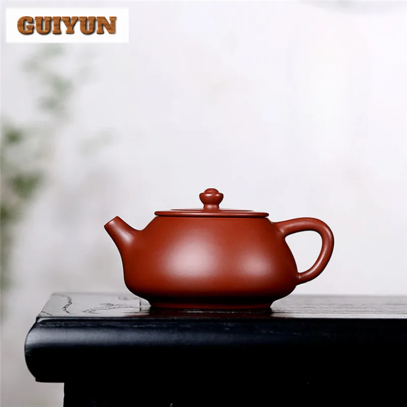 200ml  Yixing Purple Clay Teapots Handmade Flush Cover Stone Scoop Pot Raw Ore Dahongpao Mud Tea Making Kettle Zisha Tea Set Cha