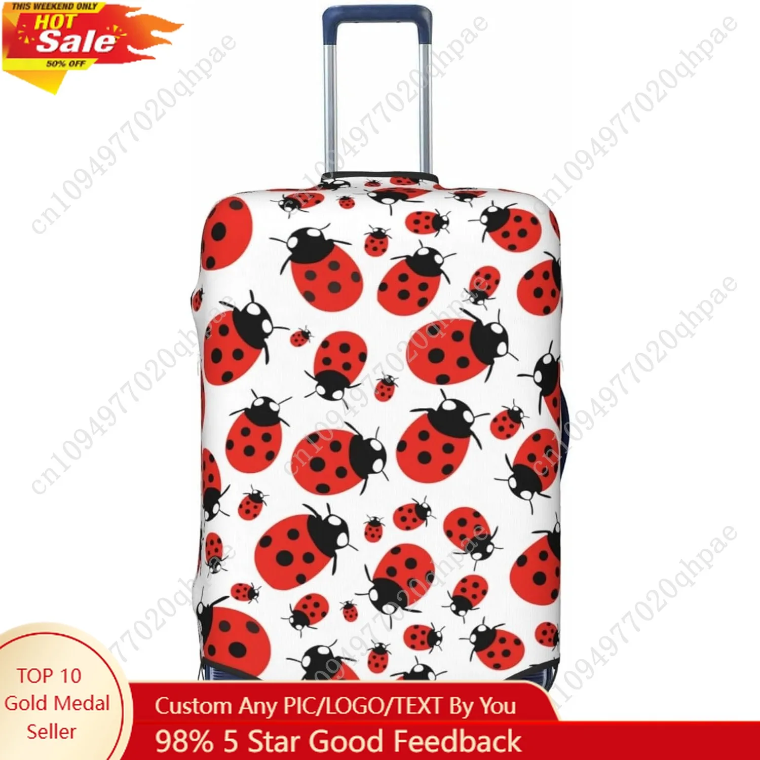 

Дорожный чехол для багажа, милая божья коровка с животным узором, защита для чемодана, подходит для багажа 22-24 дюйма
