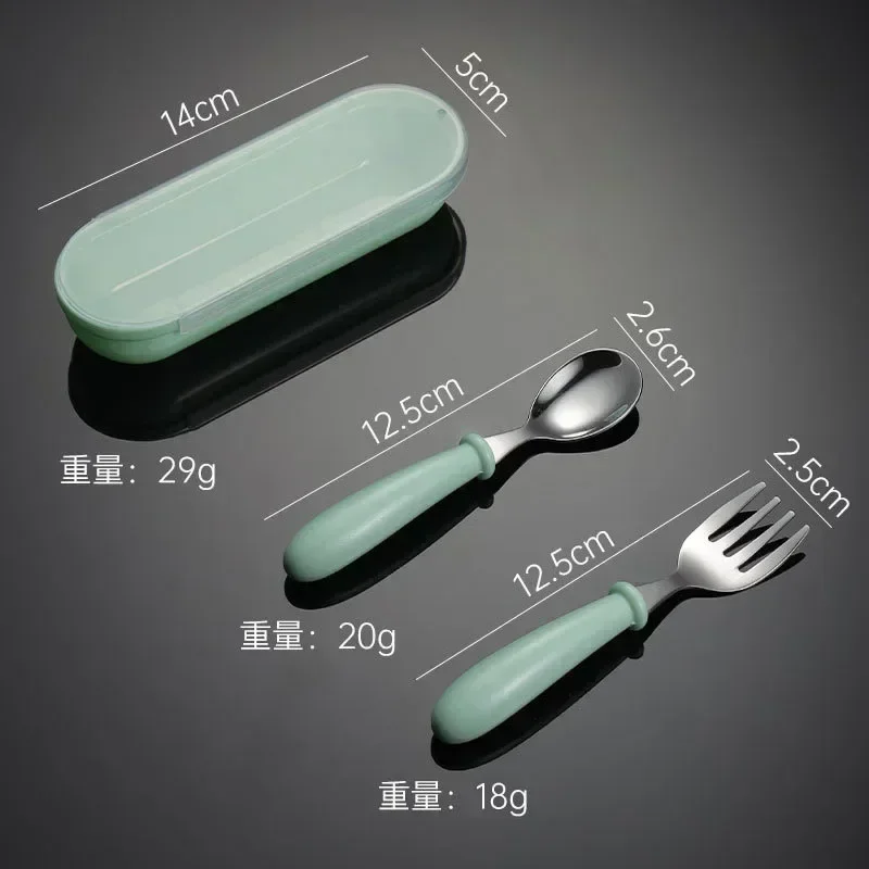 Baby Feeding Tableware Set Children Utensil Stainless Steel Infant Food Feeding Spoon Fork Toddler Dinnerware Cutlery Gadgets