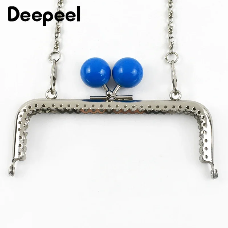 2/5/10Pcs Deepeel 12.5cm Colored Bead Metal Bag Handle Kiss Clasp DIY Handbag Sewing Brackets Purse Frame Handles Making Bags