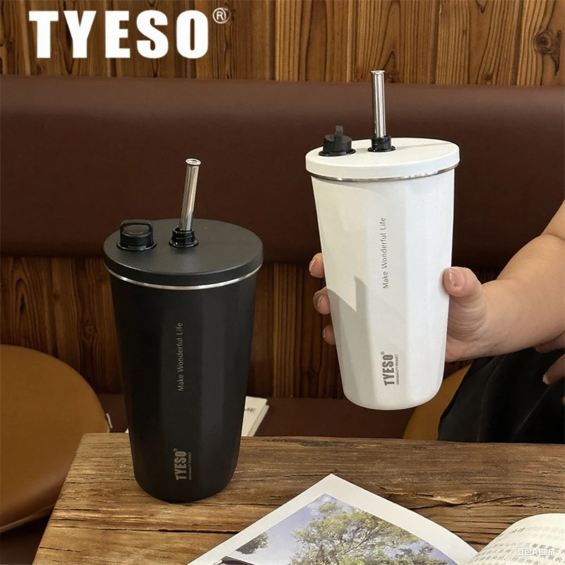 

Tyeso из нержавеющей стали с вакуумной изоляцией и соломинкой, дорожная кружка большой емкости 20 унций, герметичная кофейная чашка для автомобильного подстаканника
