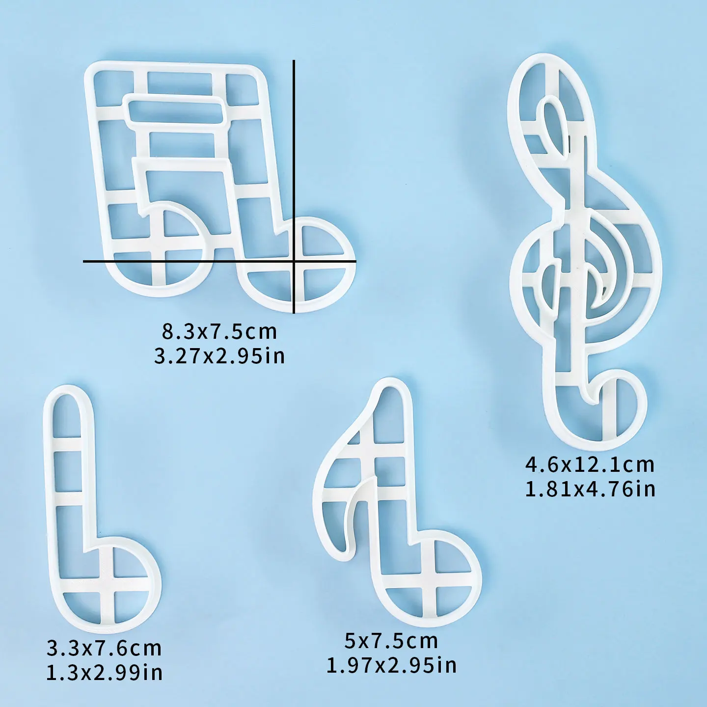 4 Pcs Music Note Shaped Cookie Cutter Treble Clef Musical Note Themed Baking Molds for Birthday Cake Decorations and Pastry