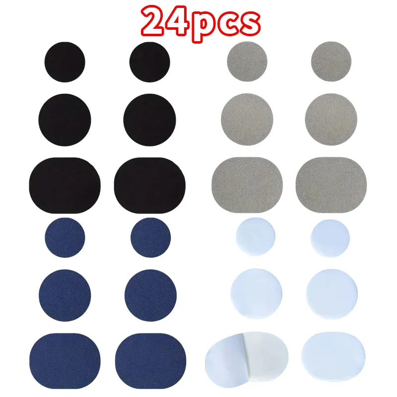 24Pcs Self Adhesive Shoe Repair Patches 3 Sizes, Multi Color Waterproof Fabric Stickers for Sneaker Toe Heel Hole Repair