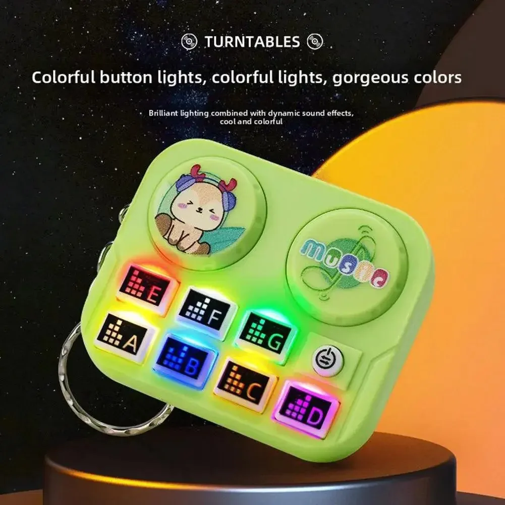 Mini Keychain with DJ Disc Player for Kids, Musical Instrument Sound Button, Toy Games, Educational Toy Bag, Pendant Keychain/