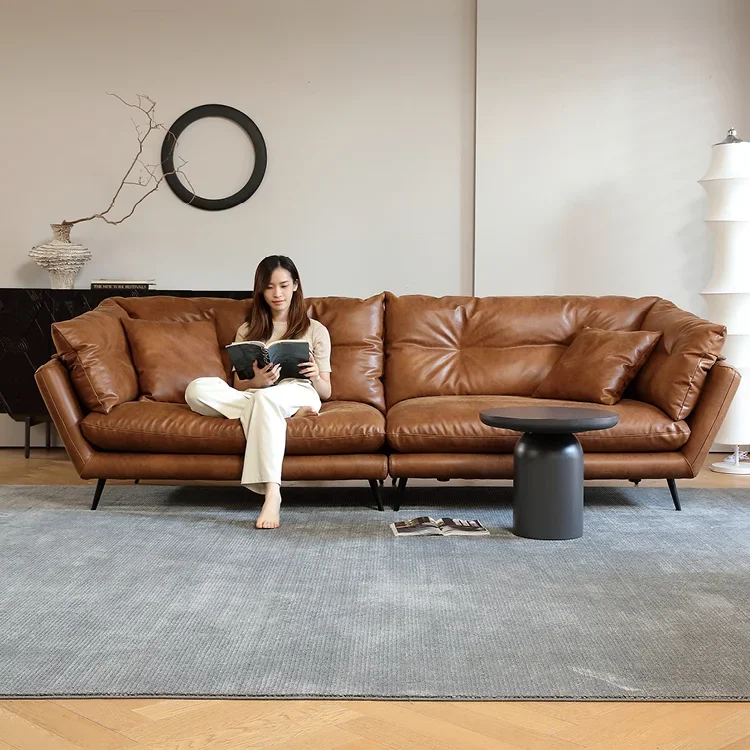 

-Italian Classic High Quality Leather Living Room Sofas Minimalist Furniture Set Sectional for 3 2 1 Seater Couches Sofa Cover