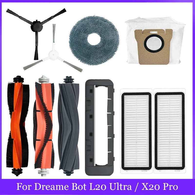 For Dreame Bot L20 Ultra /X20 Pro Robot Vacuum Cleaner Parts Main Side Brush Filter Mop Dust Bag Replacement Accessories