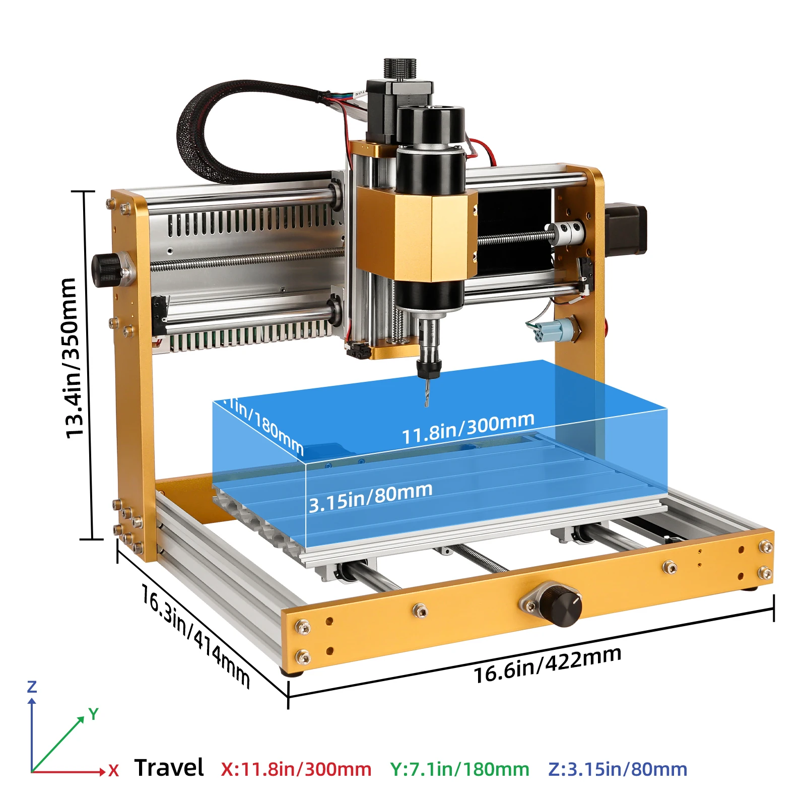 CNC 3018 PRO 500W Router Milling Machine with Laser Engraver Module,Limit Switches & Emergency-Stop,Machine for Wood Carving