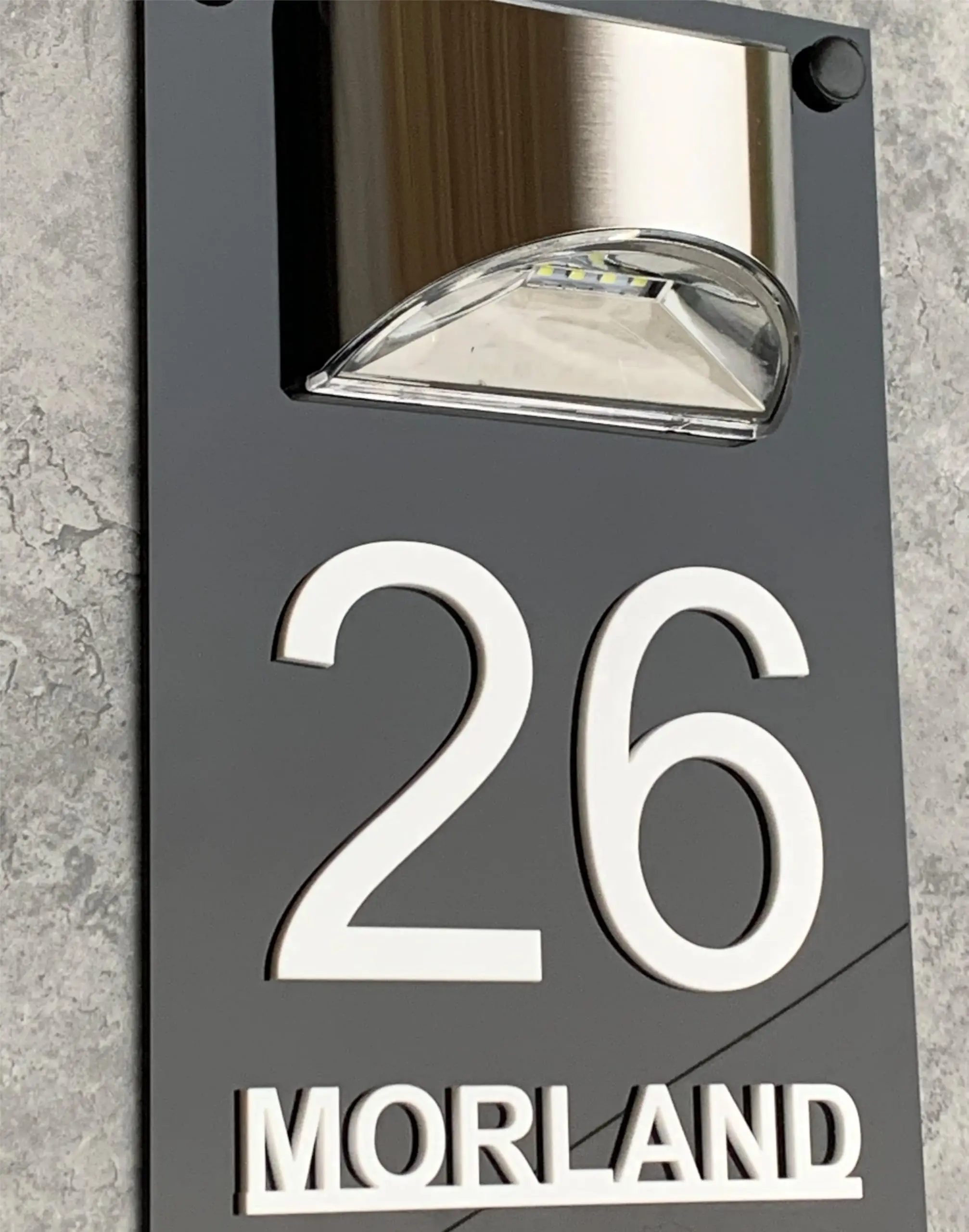 شخصية مخصصة رقم المنزل لوحة الإضاءة علامات الشمسية ثلاثية الأبعاد قطع الليزر الاكريليك اسم المنزل للخارجية عنوان اللوحة مضيئة #3