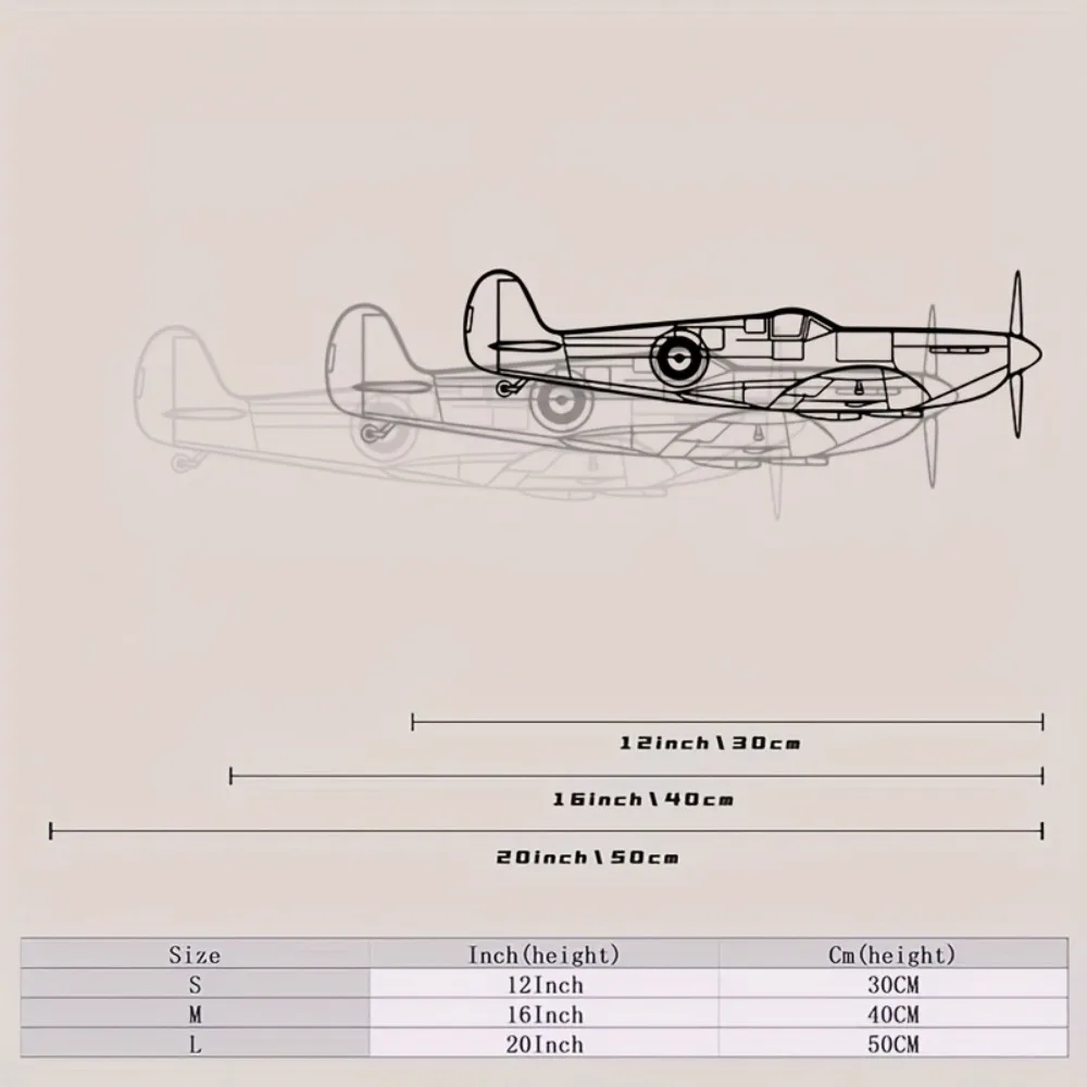 CIFBUY Iron Wall Art Retro Spitfire Mk II Aircraft Decor Weatherproof Metal Aviation Ornament For Man Cave Office