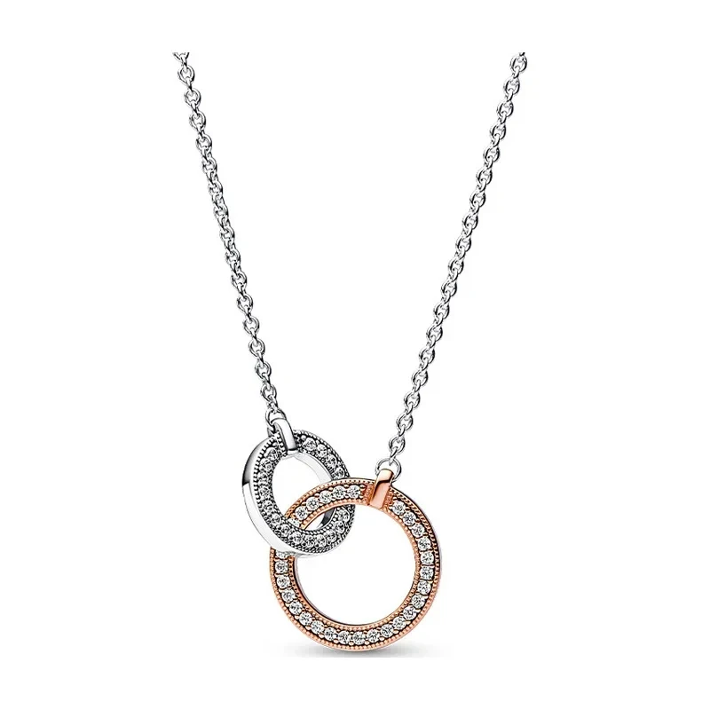 New 100% S925 Sterling Silver Sparkling Eternal Starry Moon Women's Necklace Wedding Women's DIY Charming Jewelry Gift