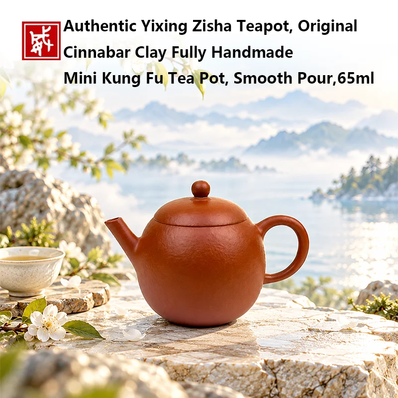 Authentic Yixing Zisha Teapot, Original Cinnabar Clay Fully Handmade Mini Kung Fu Tea Pot, Smooth Pour, Multiple Styles 40-70ml