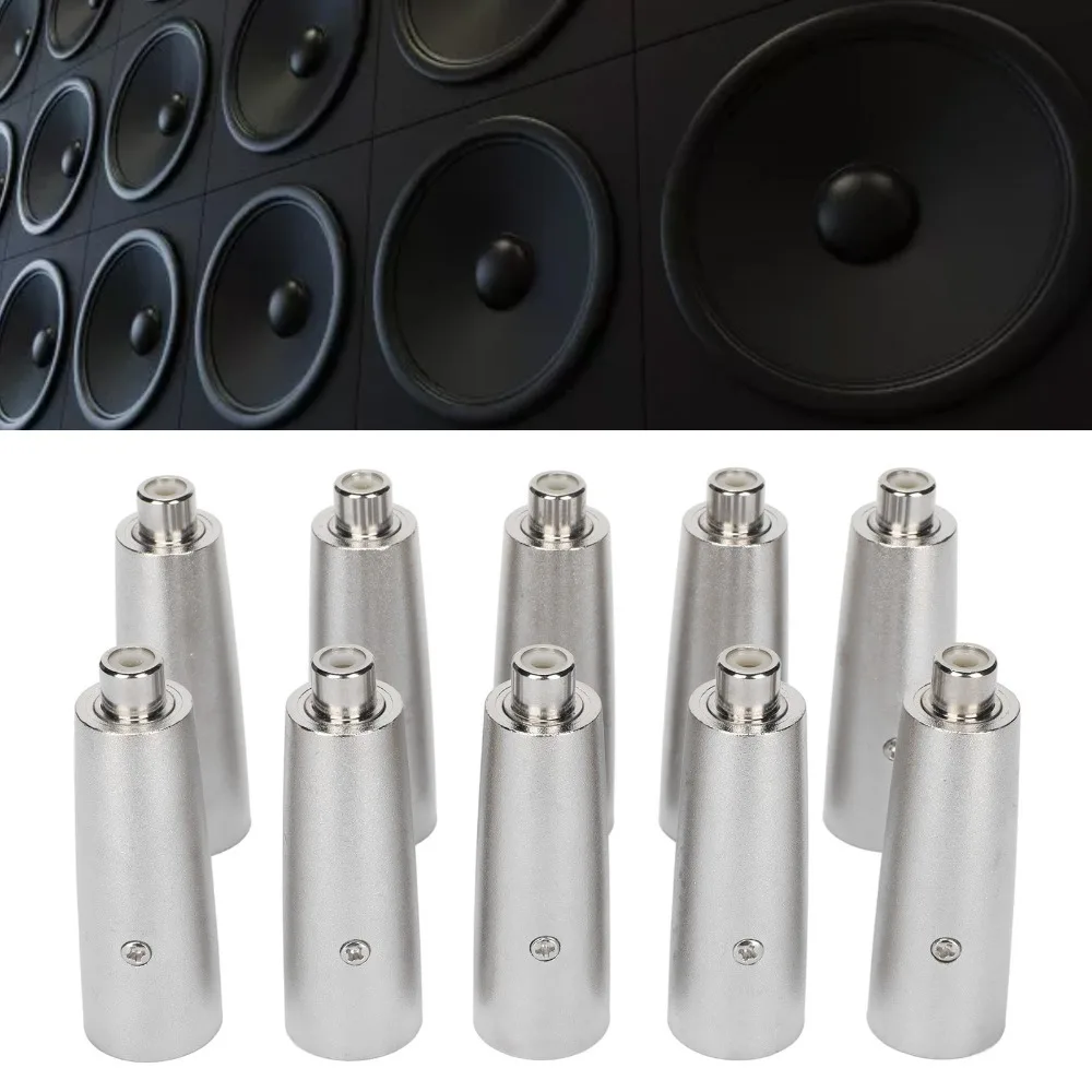 10PCS Female to Male RCA to 3 PIN XLR Adapter Noise Reduction Balanced Signal Conversion Audio Converter Adapter