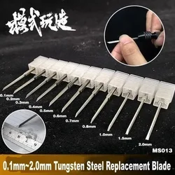 MS013 0.1mm~2.0mm Tungsten Steel Replacement Blade Cutter Head for Model Tool Push Carve Knife