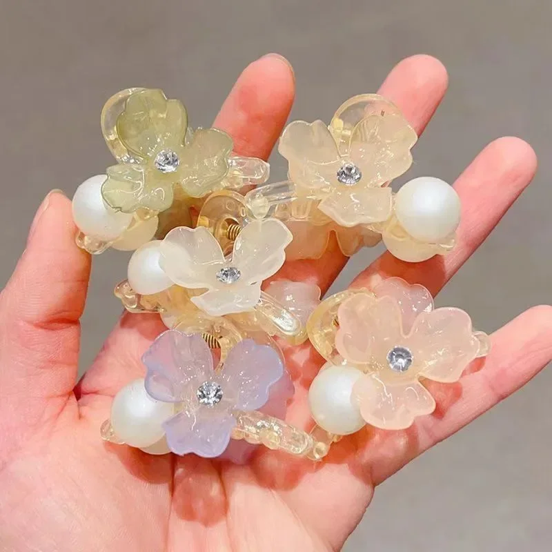 اتجاه 2025! جيلي يشعر الأزهار اللؤلؤ مقاطع شفافة الجنية الشعر السيطرة لطيف الجانب/الجبهة مقاطع الشعر الجمالية عالية للفتيات #3