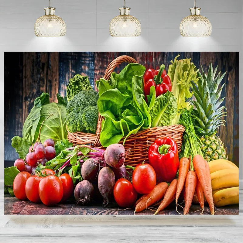 Fruits Vegetables Backdrop Fresh Health Organic Vegetables Food Photo Background Photographic Party Decorations Photo Banner