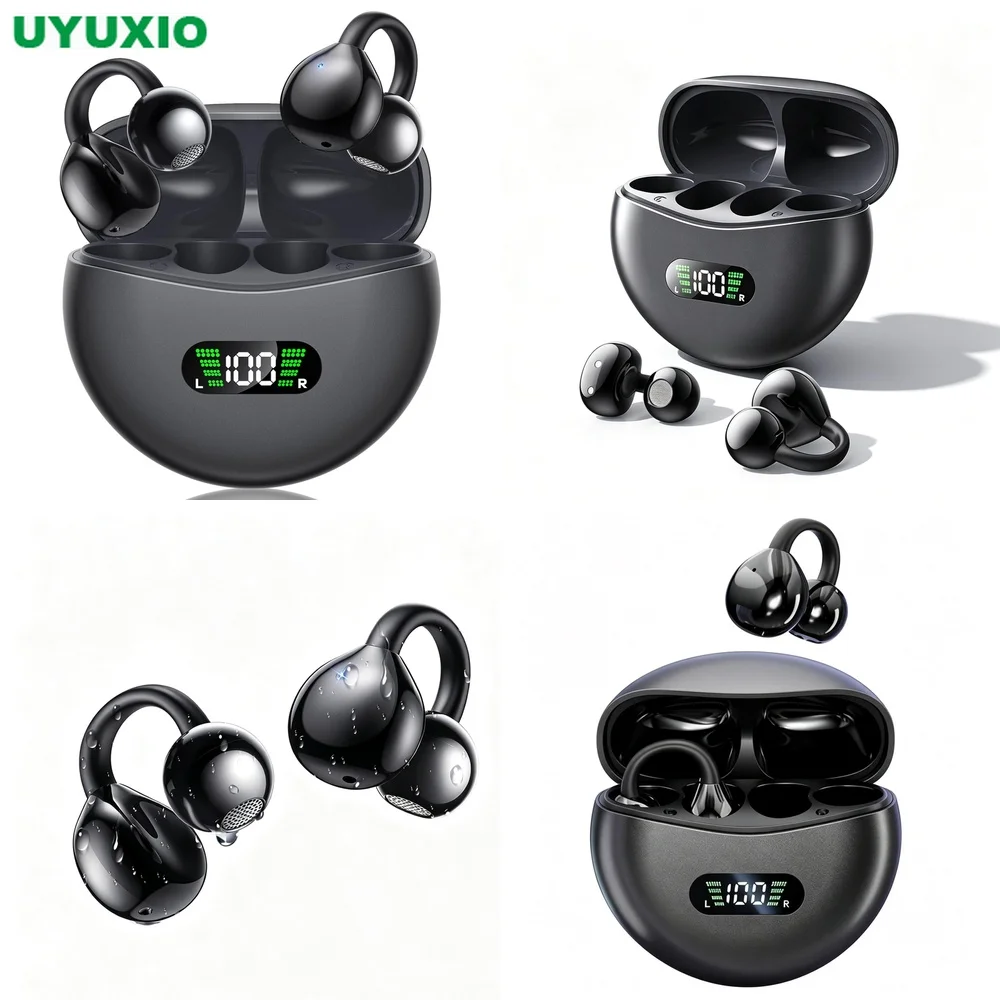 Gym Wireless Open Ear Headphones Earbuds with Type C Fast Charging Case IPX7 Sweatproof Touch Control for Home Office and Travel