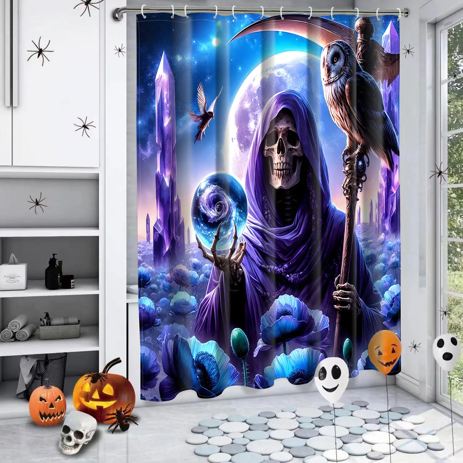 Halloween Bathroom  Shower Curtain Horror Wizard Waterproof fabric bathroom Curtain With 12 Hooks Sunflower Home Deco Free Ship