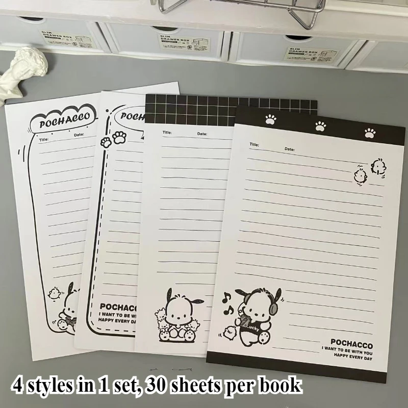 4pcs/set Kawaii Sanrio B5 Notepad Pochacco Simple Notepad Stationery Supplies Cute Daily Planner Notebook School Supplies