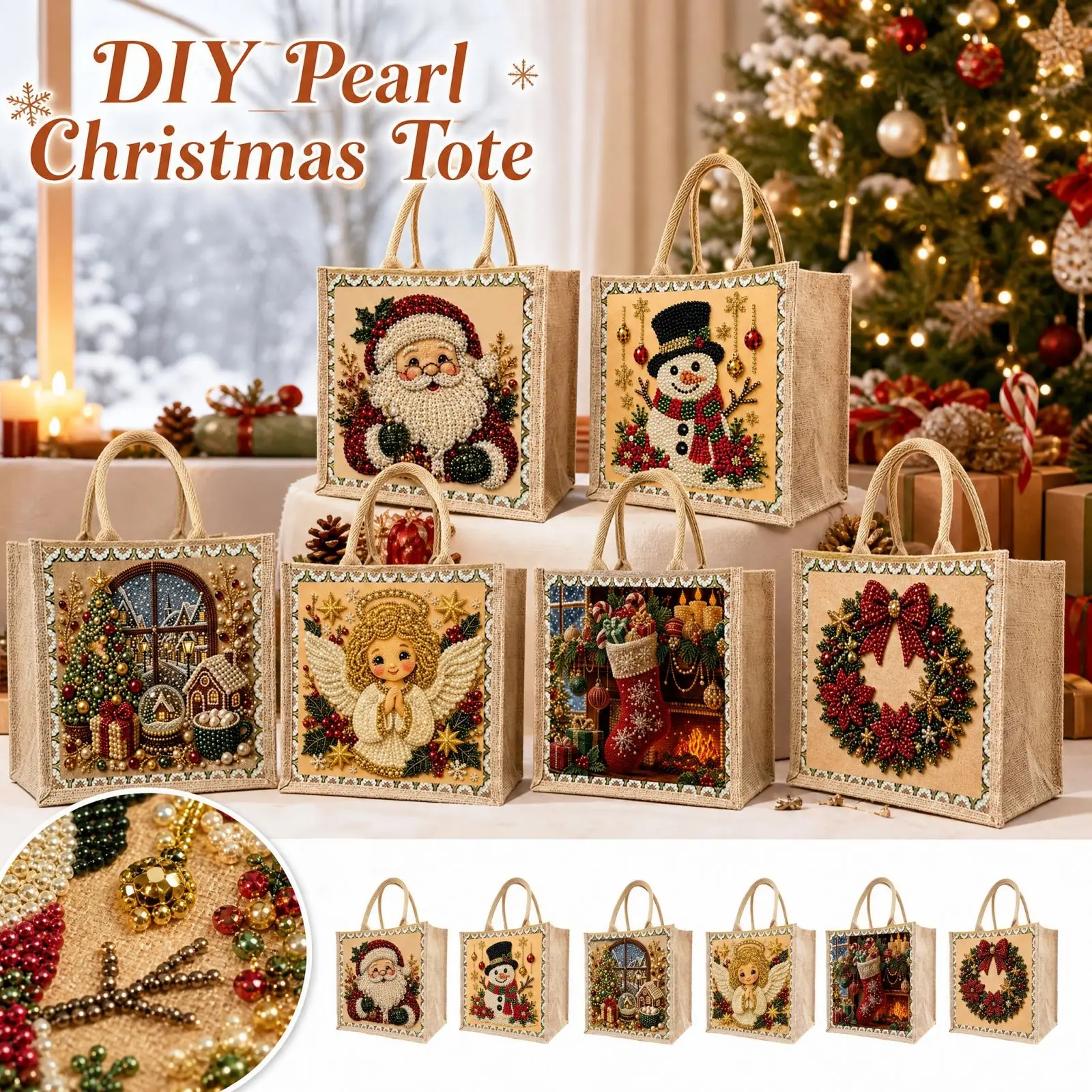DIY Pearl Diamond Painting Handbag Rhinestone Art Tote Bag Craft Kit for Adults Kids Handbag Making Set DIY Art Craft Gift