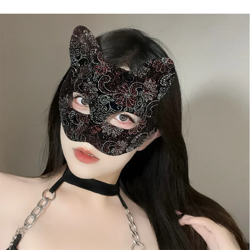 Masque de mascarade de luxe pour femmes, chat Sexy, demi-visage coloré de venise, Halloween, noël, Cosplay, bal de fête, accessoires de danse en direct
