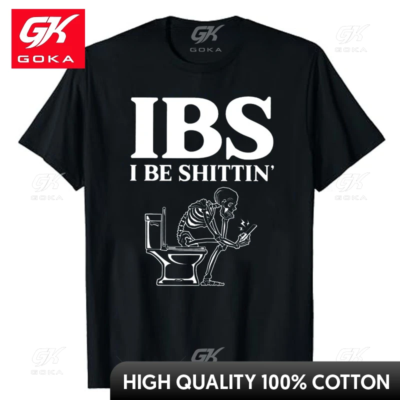 IBS I Be Shittin' Funny Skeleton T-Shirt Humorous Irritable Bowel Syndrome Graphic Outfits Saying Tee Short Sleeve Blouses Gifts