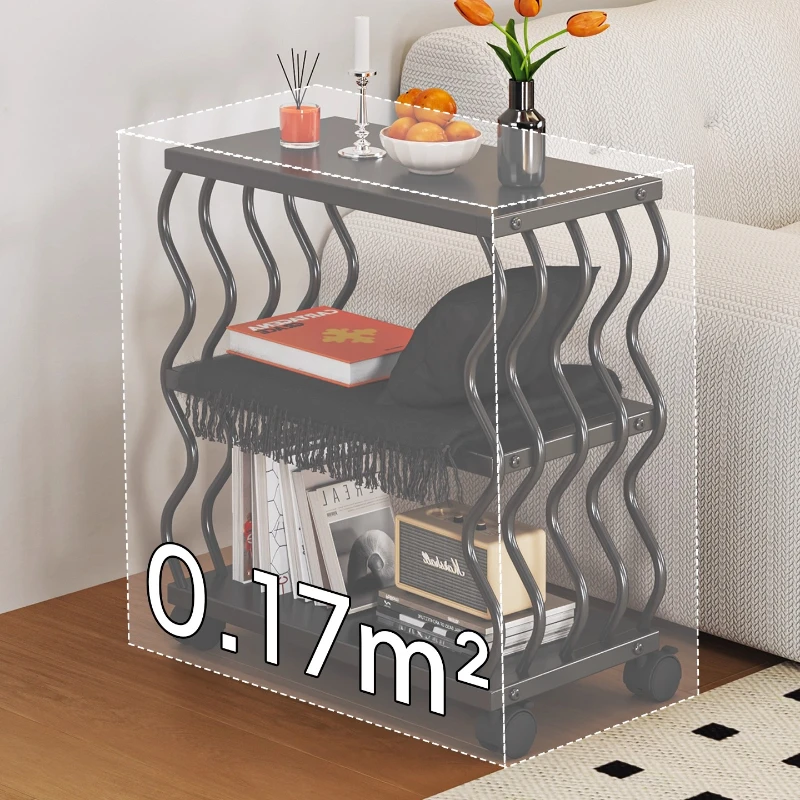 Modern Compact Iron Mobile Sofa Side Cabinet Rust-Resistant Multi-Function Bedroom Bedside Organizer