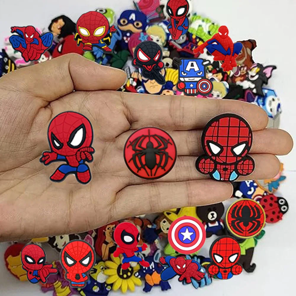 Random 10-50Pcs Marvel Series Shoe Charms For Key Chain Sandals Beach Bags, DIY Shoe Decorations Accessories Shoes Pins