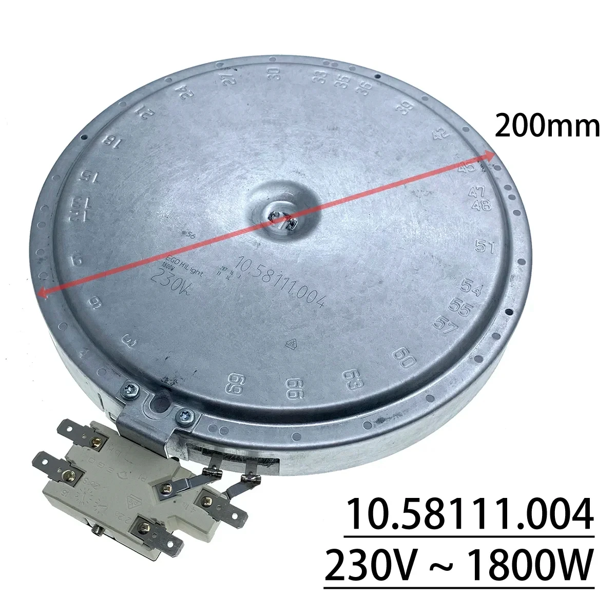 EGO 10.58111.004 Ceramic Hob Hotplate Parts Heating Element Range / Oven / Stove Surface Burner Assembly 230V~1800W